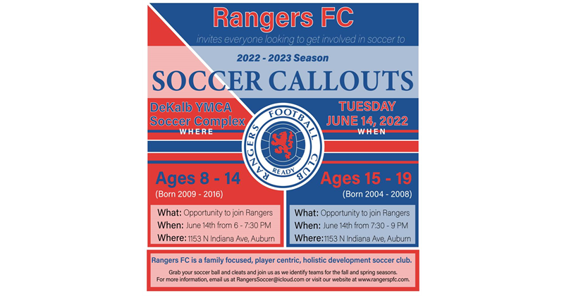 RANGERS SOCCER CALLOUTS FOR 2022-2023